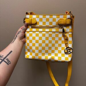 Yellow Checkered Crossbody Bag